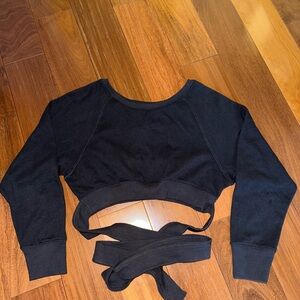 FP Movement by Free People Black Cropped Tie-back Sweater